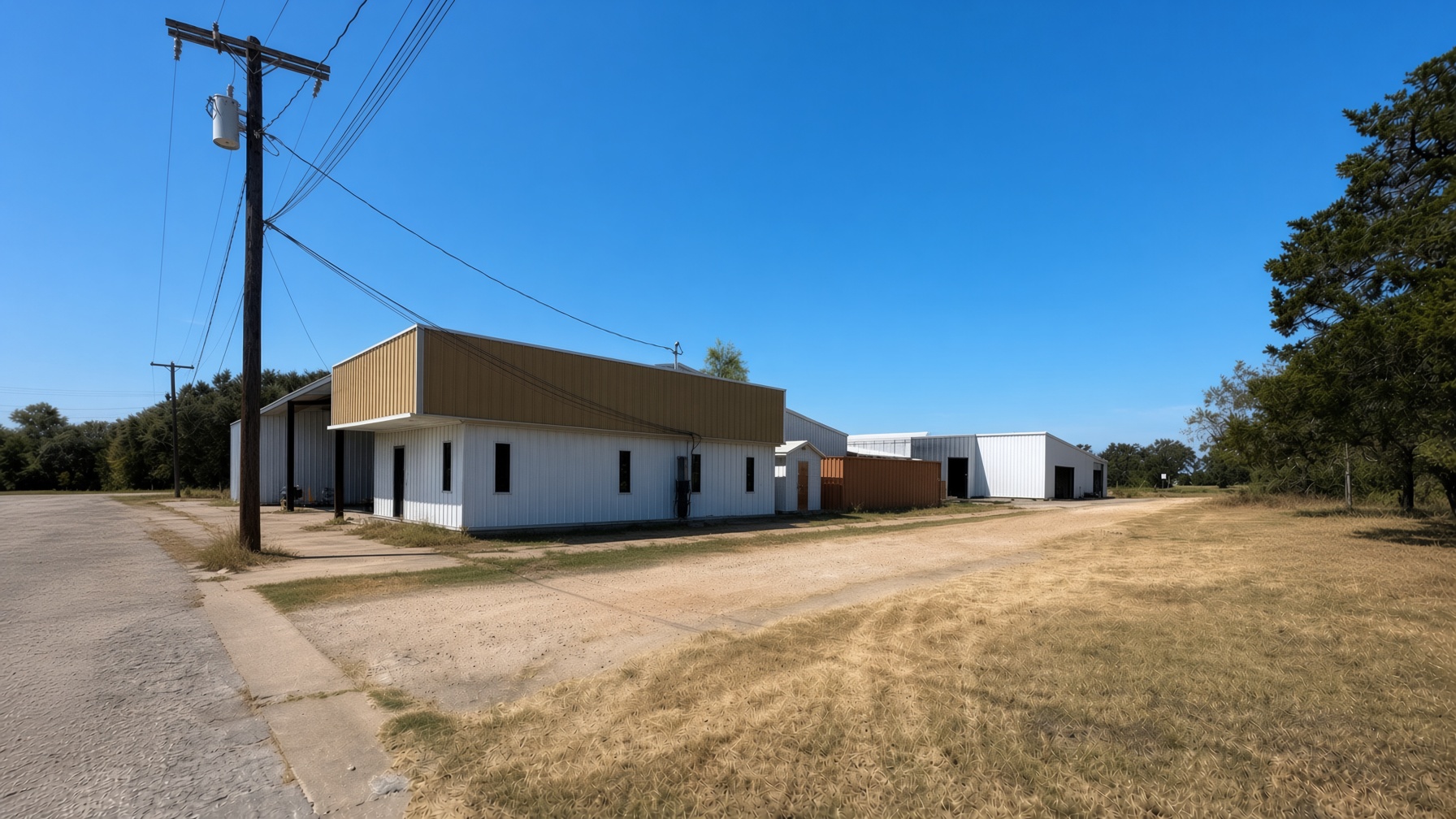 Top J Metal Works shop buildings and yard in Giddings, Texas